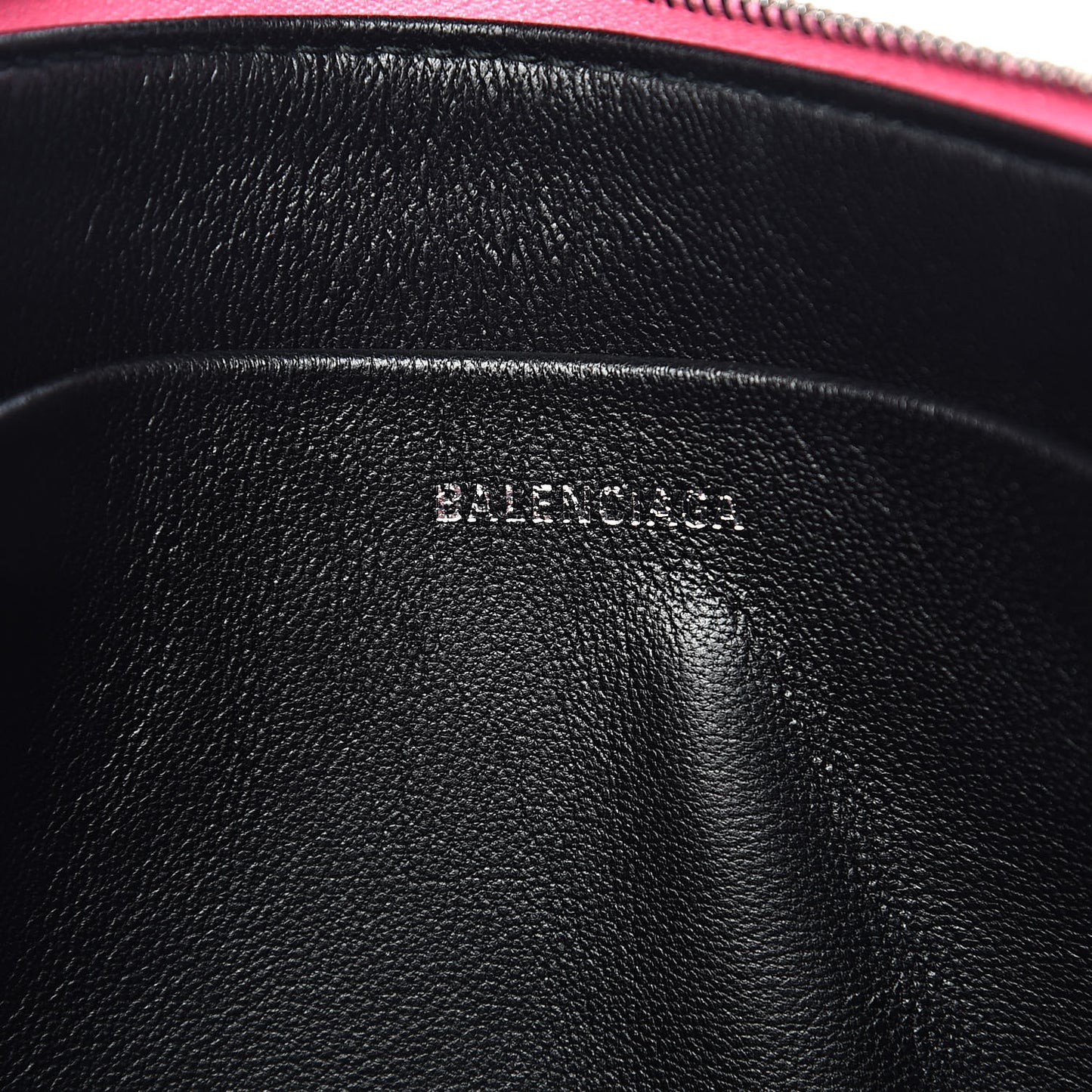 Calfskin Logo Large Zip Pouch Acid Pink