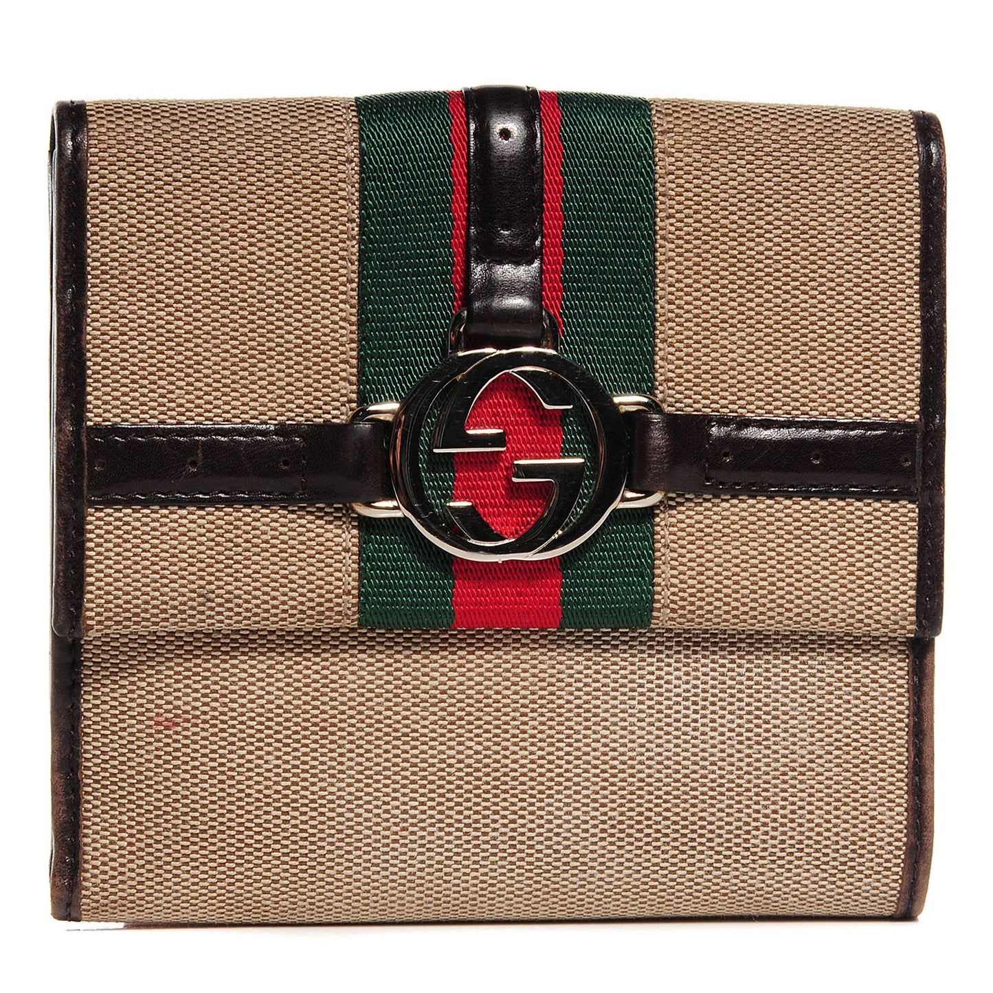 Canvas Web Reins Compact Wallet Brown
