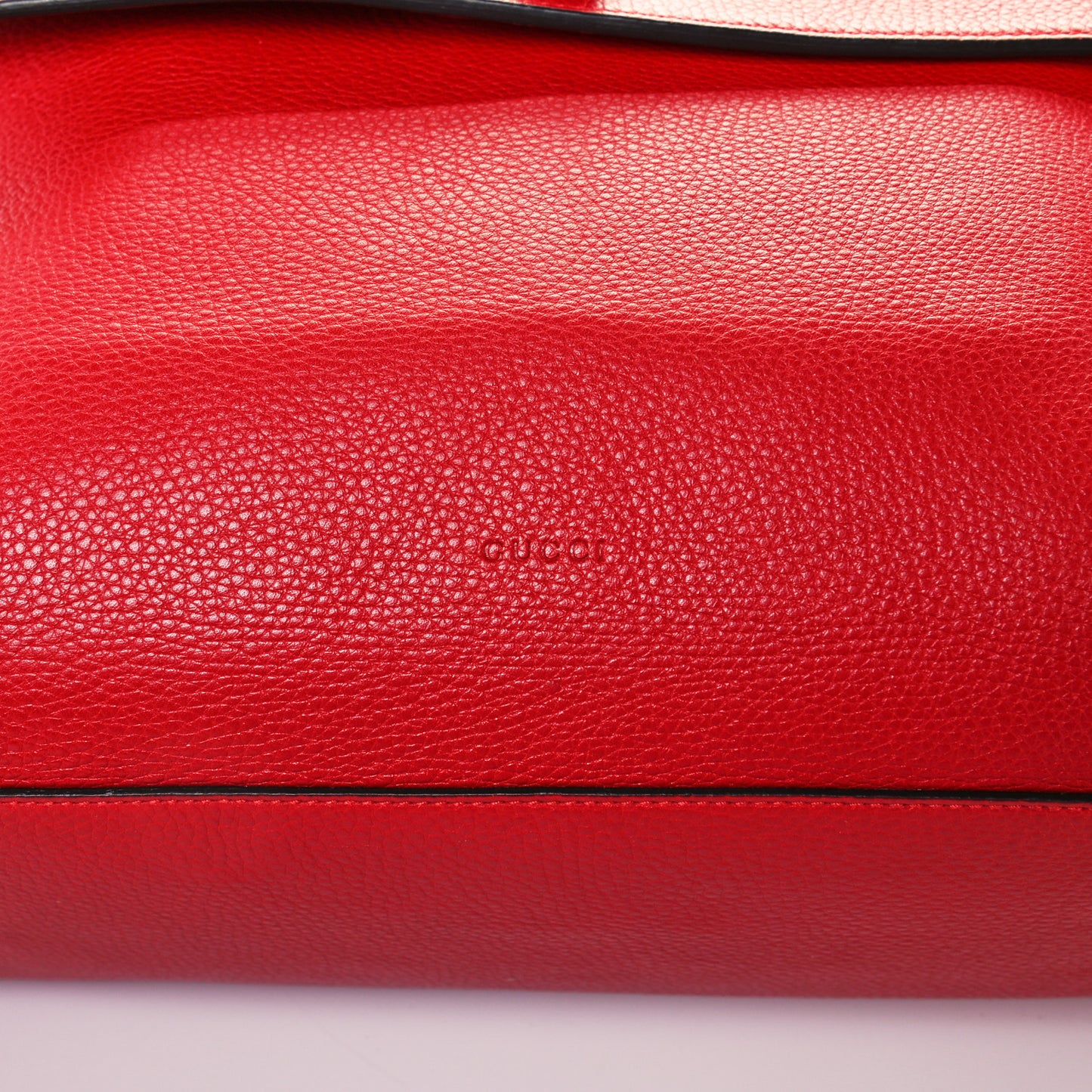 Pebbled Calfskin Large Bamboo Daily Top Handle Bag Red