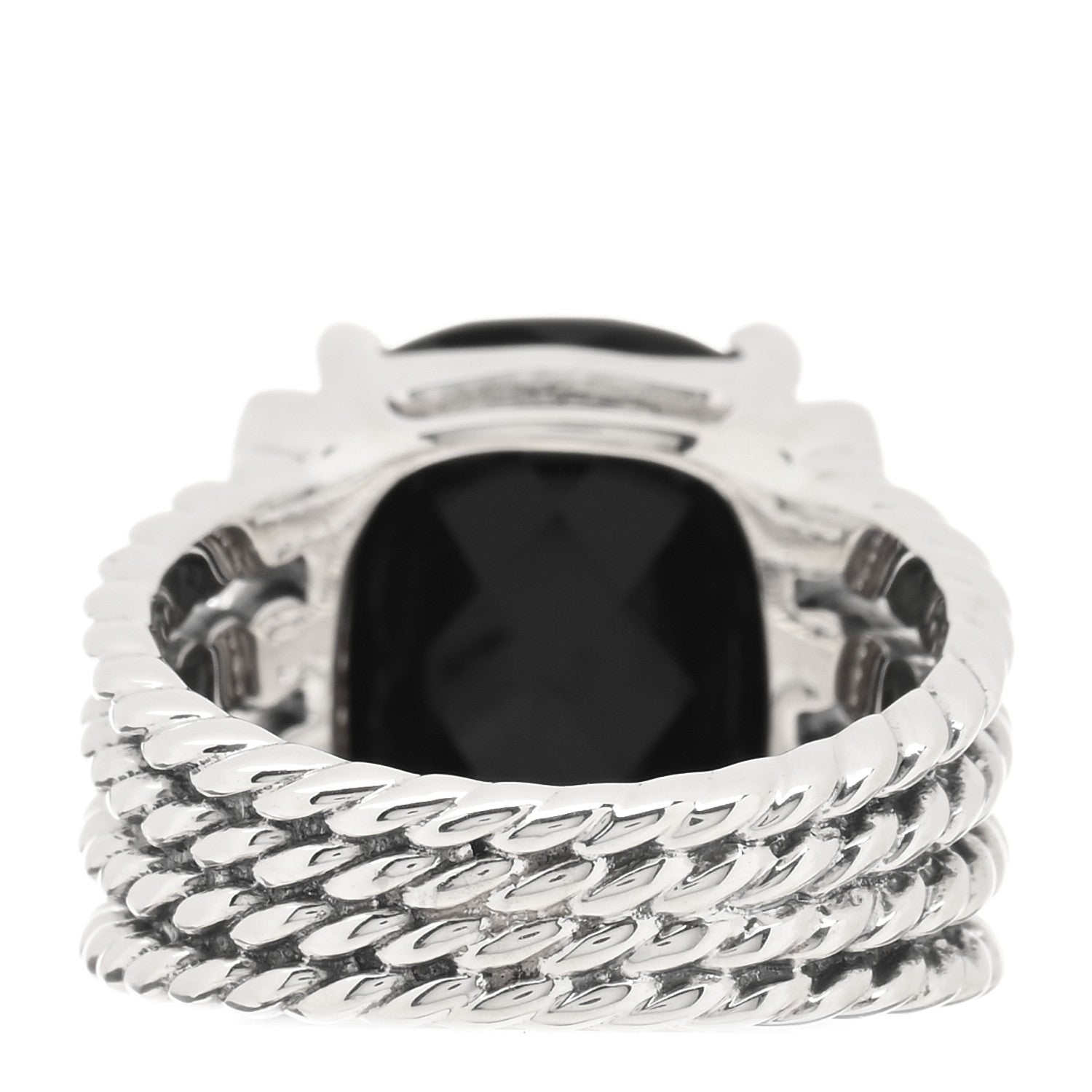 David Yurman Sterling Silver Diamond Black Onyx 16mm Wheaton Ring 55 7.25 3 of 4
