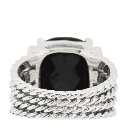 David Yurman Sterling Silver Diamond Black Onyx 16mm Wheaton Ring 55 7.25 3 of 4