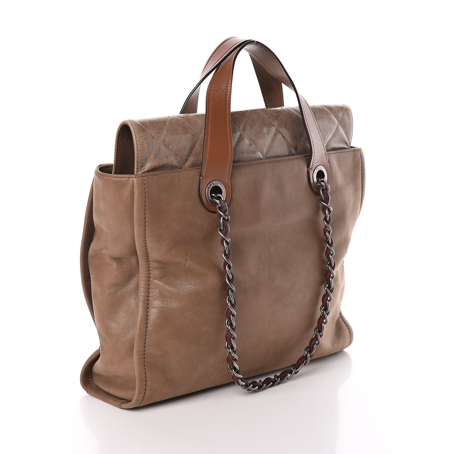 Chanel Iridescent Glazed Calfskin In The Mix Tote Kahki 3 of 14