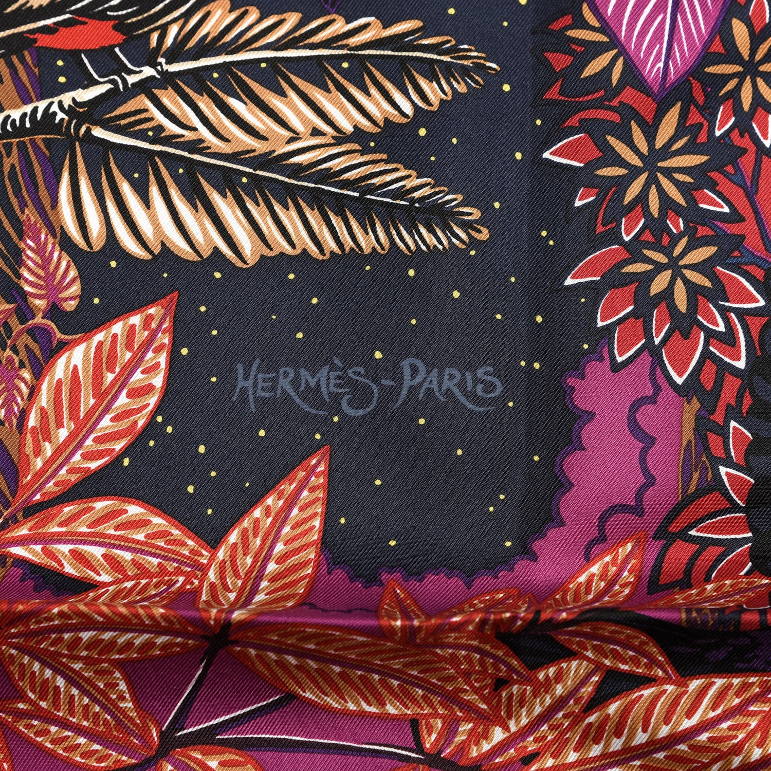 Hermes Silk Wild Singapore Scarf 90 Rouge Violet Beige 3 of 3