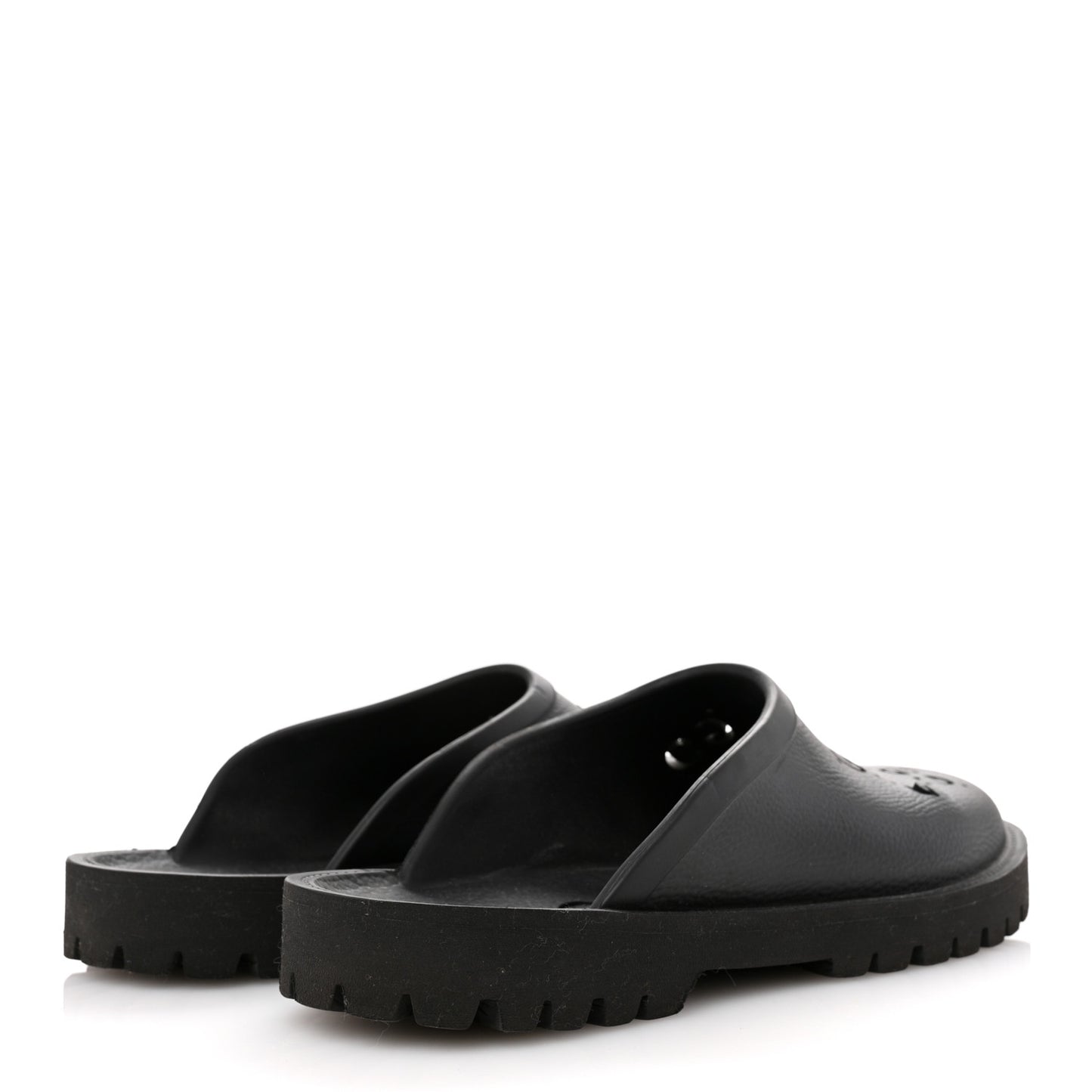 Rubber GG Monogram Mens Sandals 11 Black