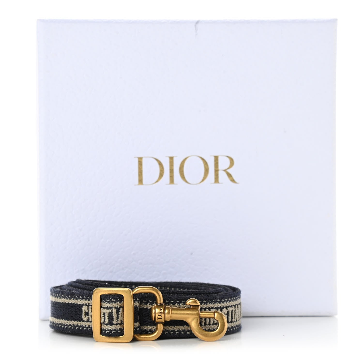 Christian Dior Canvas Embroidered Shoulder Strap Blue White 5 of 5