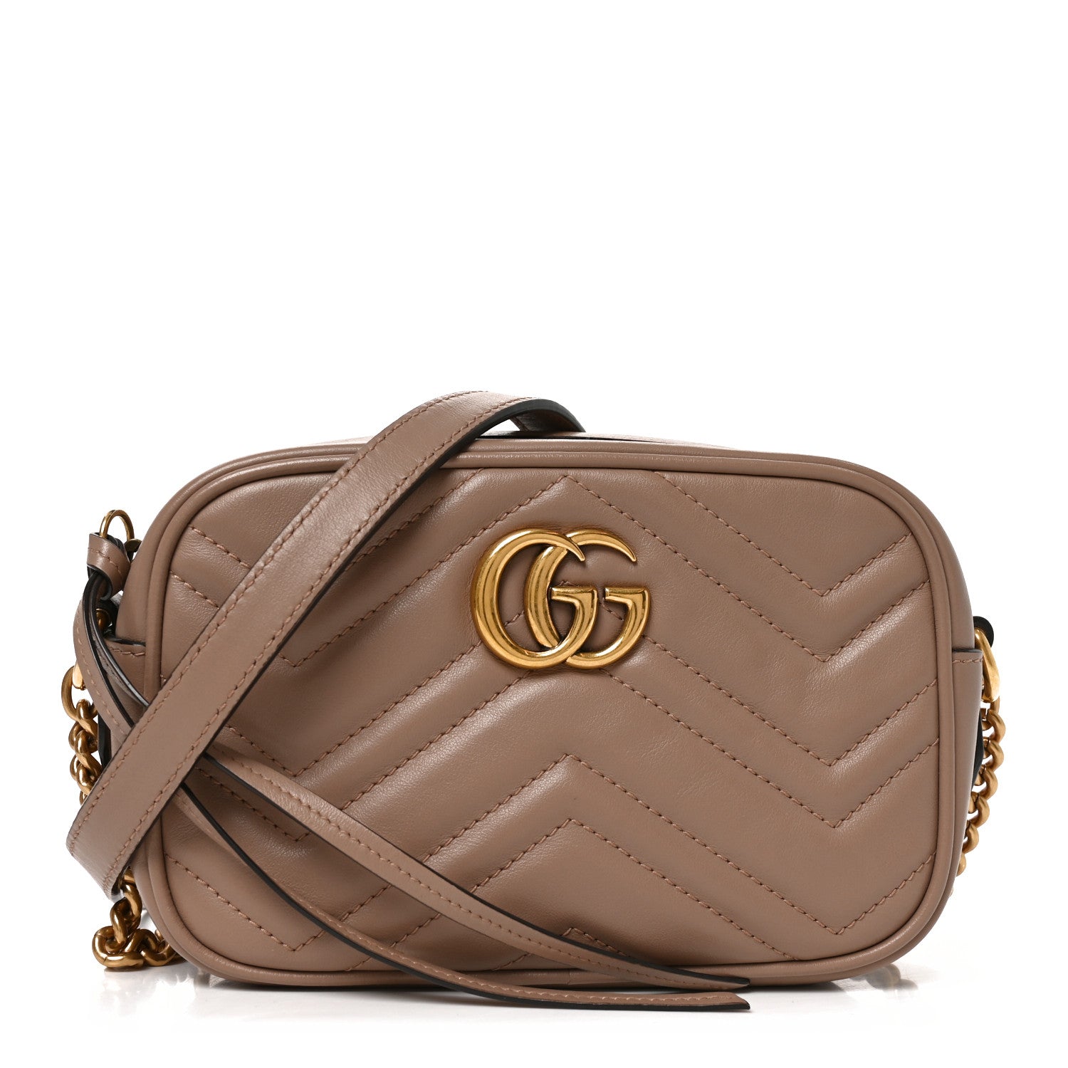 Gucci Calfskin Matelasse Mini GG Marmont Chain Shoulder Bag Porcelain Rose 1 of 10