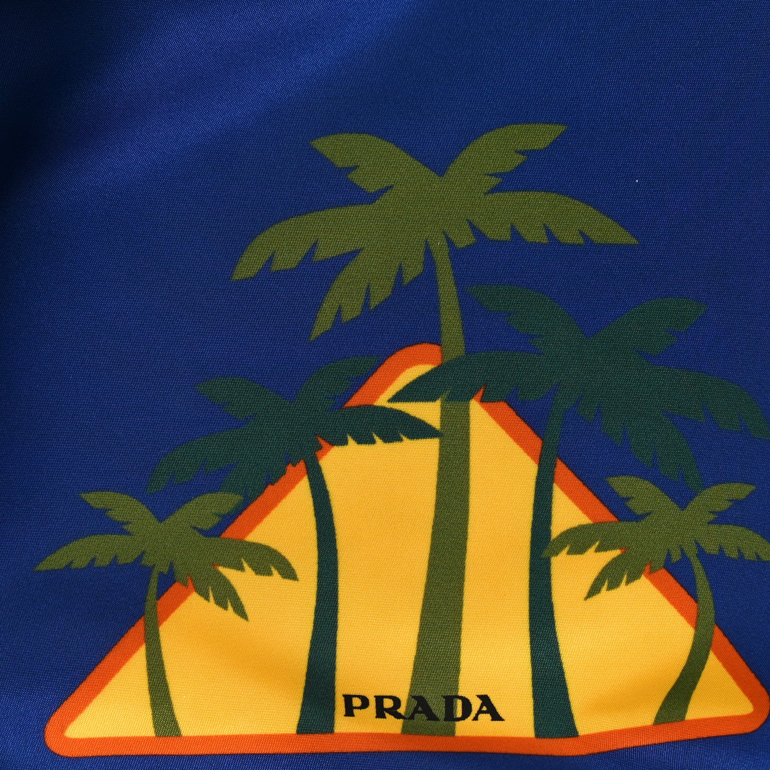 Prada Tessuto Nylon Palm Tree Print Bucket Bag Bluette 7 of 9