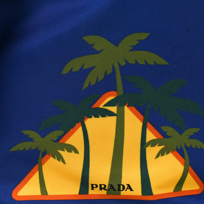 Prada Tessuto Nylon Palm Tree Print Bucket Bag Bluette 7 of 9