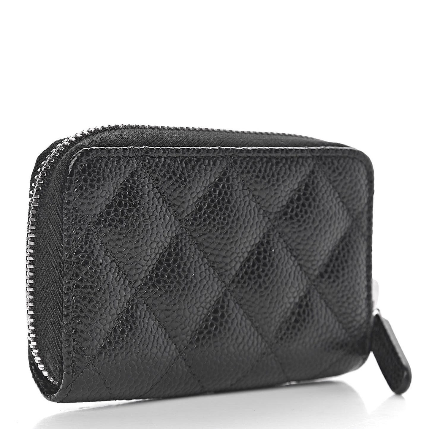 Caviar Quilted Zip Coin Purse Black