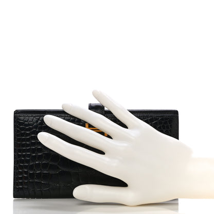 Hermes Shiny Alligator Bearn Wallet Black 2 of 12