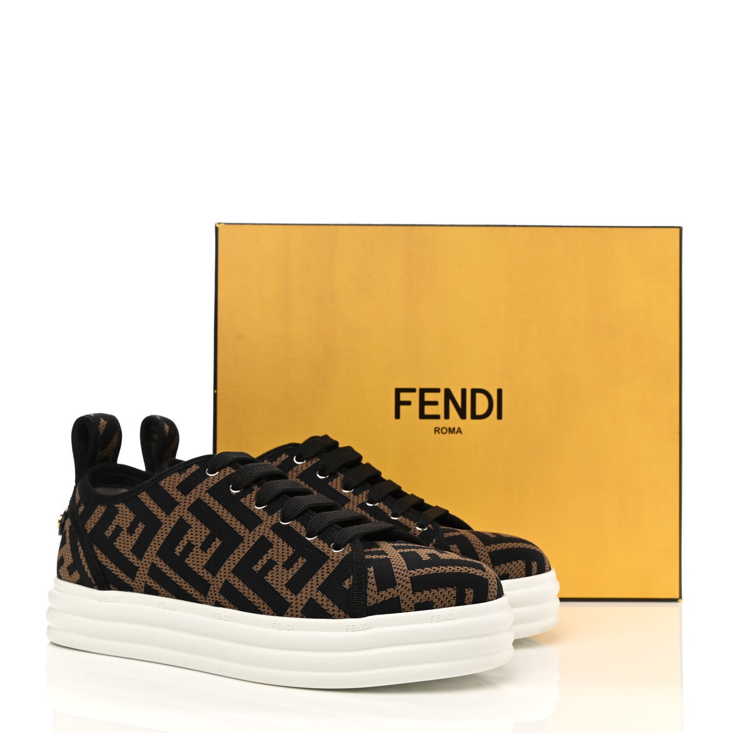 Fabric FF Micro-Perforated Rise Low Top Sneakers 36.5 Tobacco Black