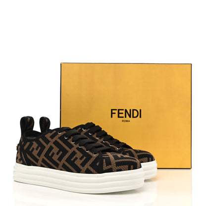 Fendi Fabric FF Micro-Perforated Rise Low Top Sneakers 36.5 Tobacco Black 10 of 10