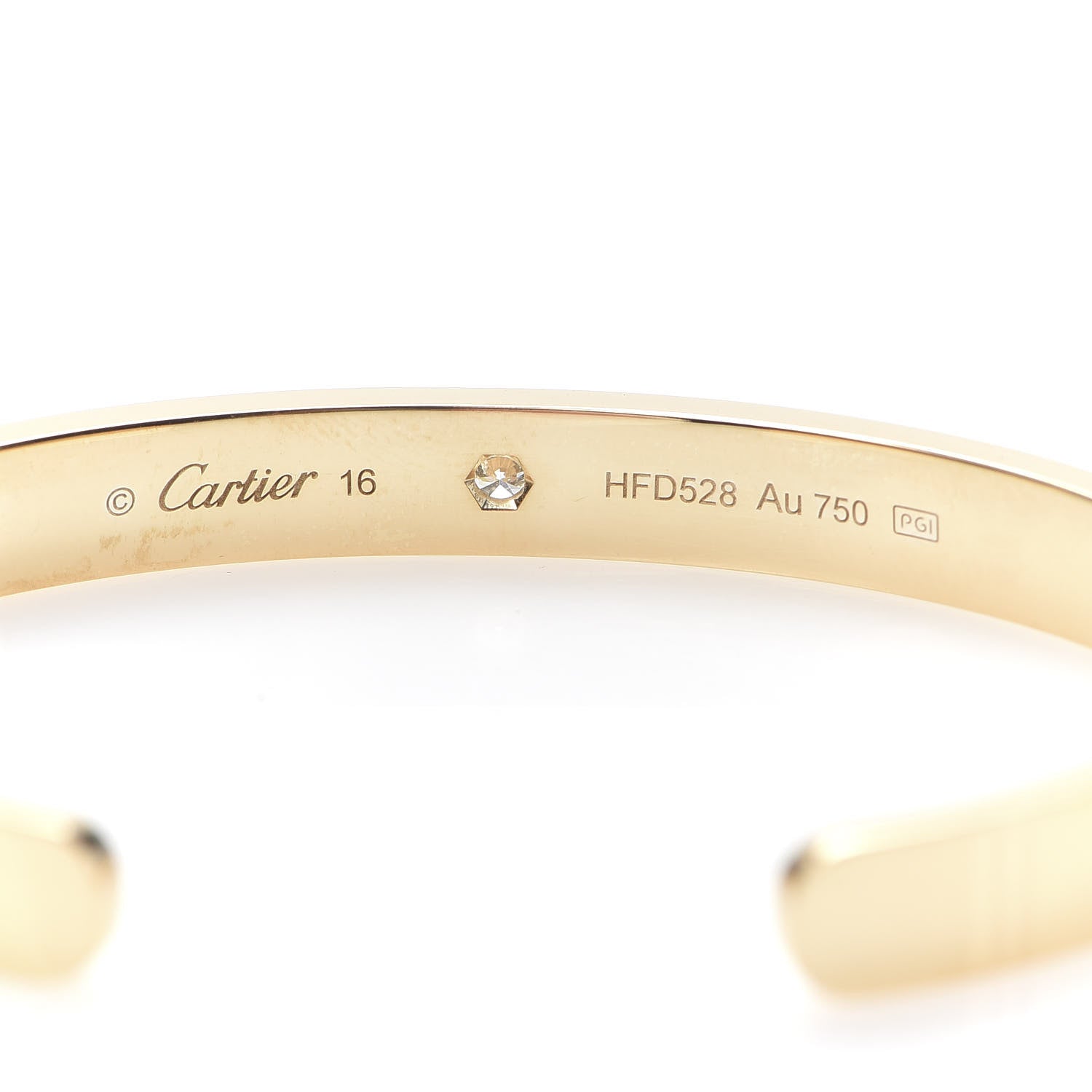 Cartier 18K Yellow Gold 1 Diamond LOVE Cuff Bracelet 16 4 of 6