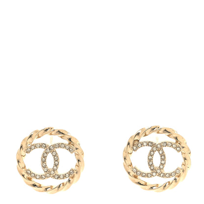 Chanel Metal Twist Crystal CC Earrings Gold 1 of 5