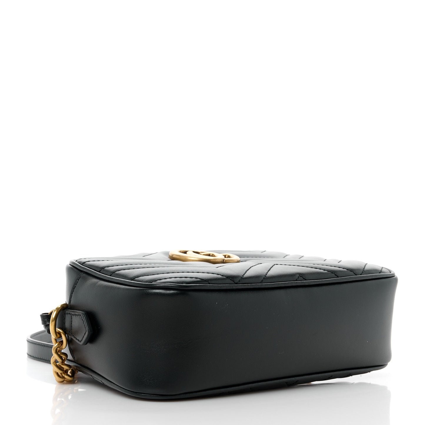 Calfskin Matelasse Small GG Marmont Chain Shoulder Bag Black