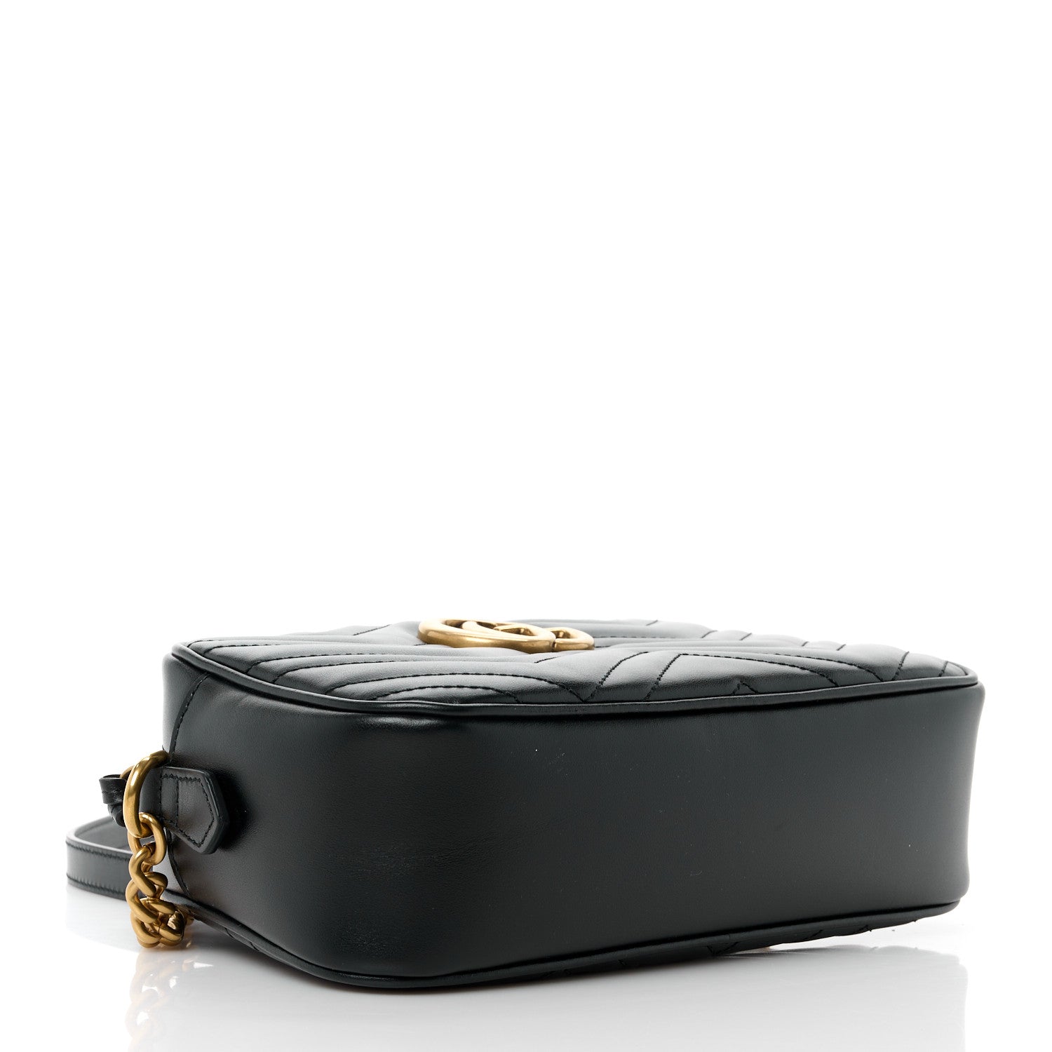 Gucci Calfskin Matelasse Small GG Marmont Chain Shoulder Bag Black 4 of 11