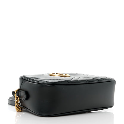 Gucci Calfskin Matelasse Small GG Marmont Chain Shoulder Bag Black 4 of 11