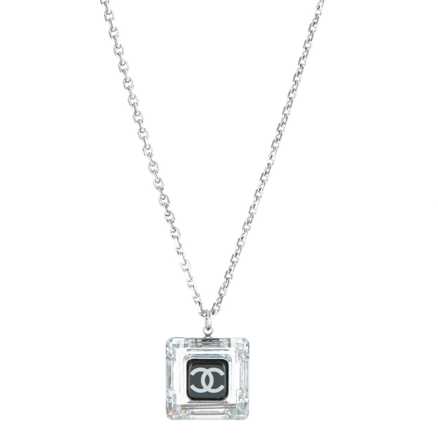 Chanel Lucite CC Square Charm Necklace 1 of 4