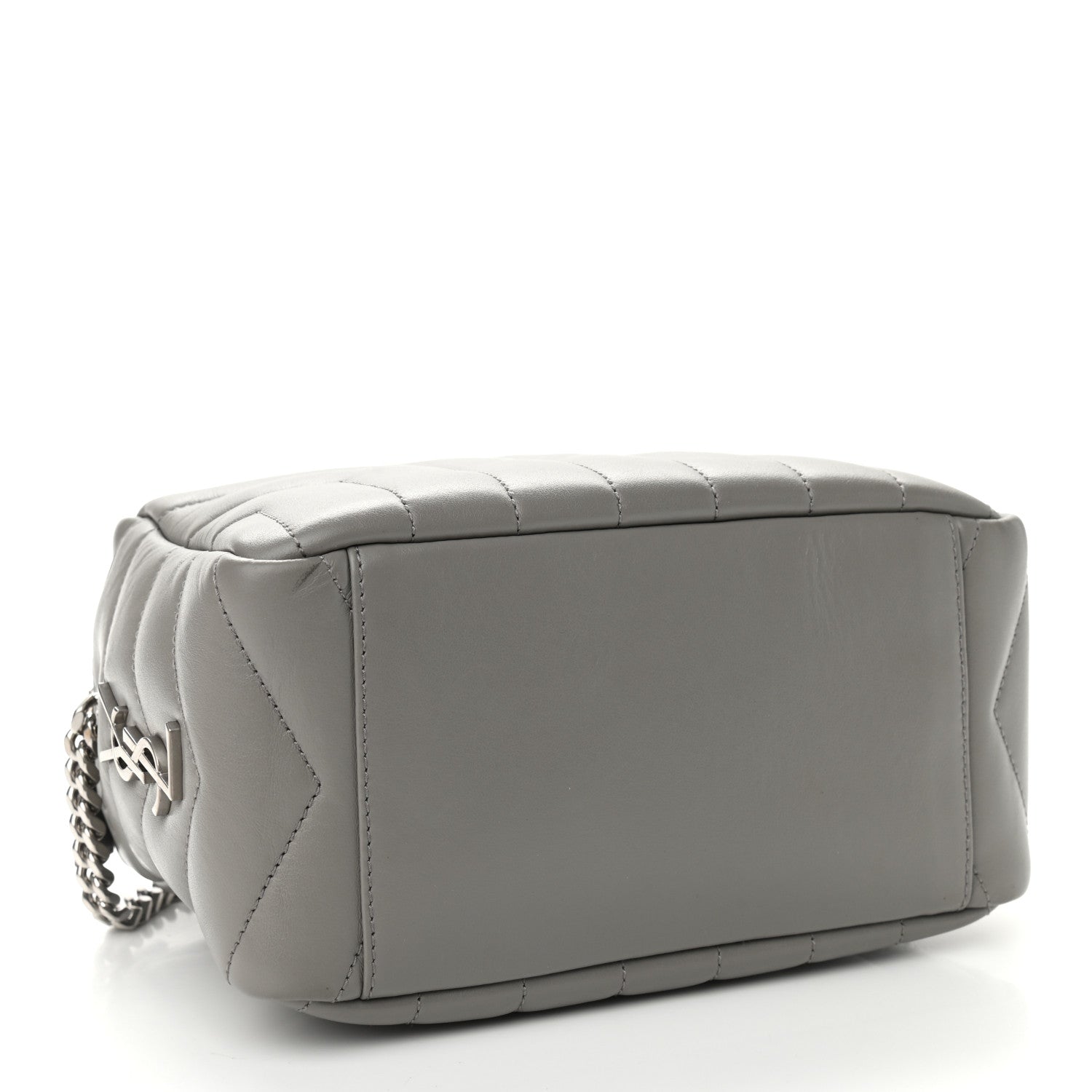 Saint Laurent Calfskin Y Quilted Monogram Small Loulou Bowling Bag Light Gray 4 of 10