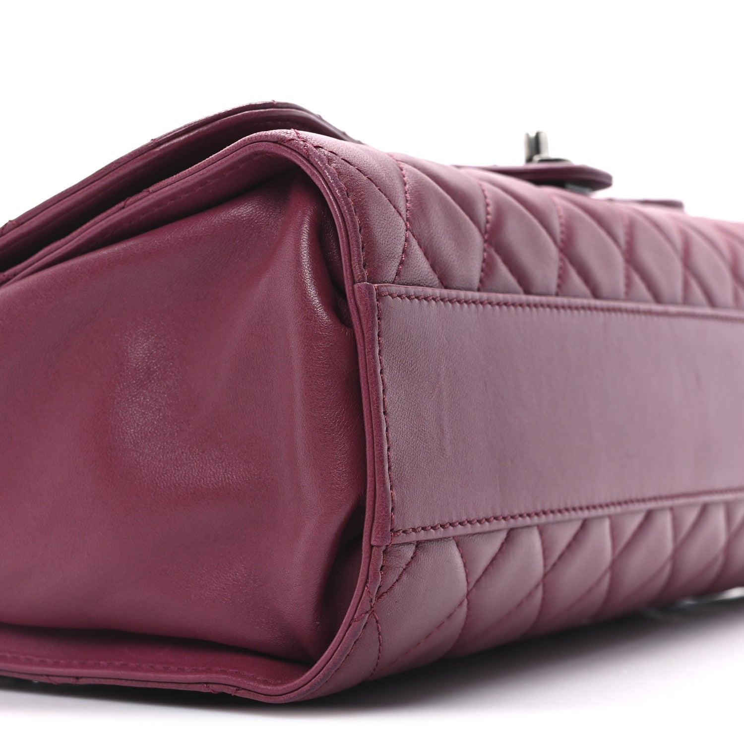 Chanel Lambskin Quilted Jumbo Grocery By Chanel Drawstring Shopping Bag Dark Pink 9 of 10