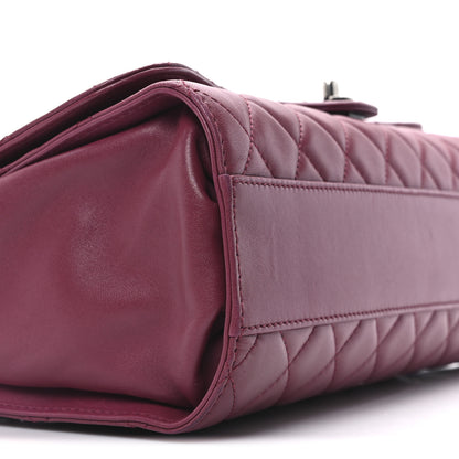 Chanel Lambskin Quilted Jumbo Grocery By Chanel Drawstring Shopping Bag Dark Pink 9 of 10