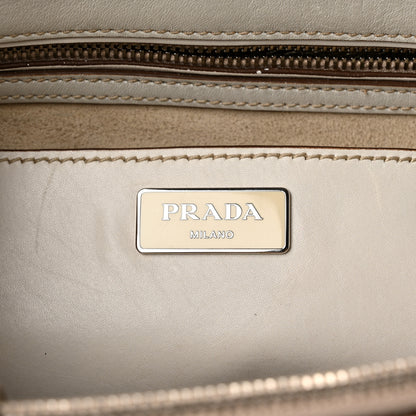 Prada City Calf Mini Hand Stitched Galleria Double Zip Tote White 6 of 12