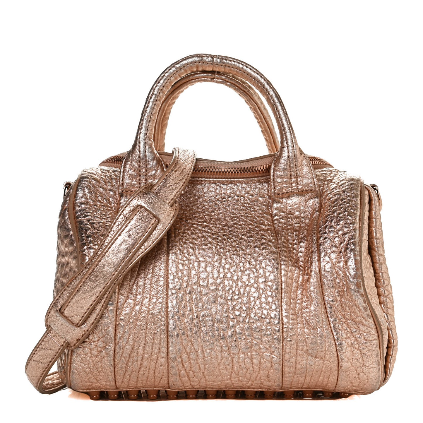 Metallic Pebbled Lambskin Rockie Rose Gold Hardware