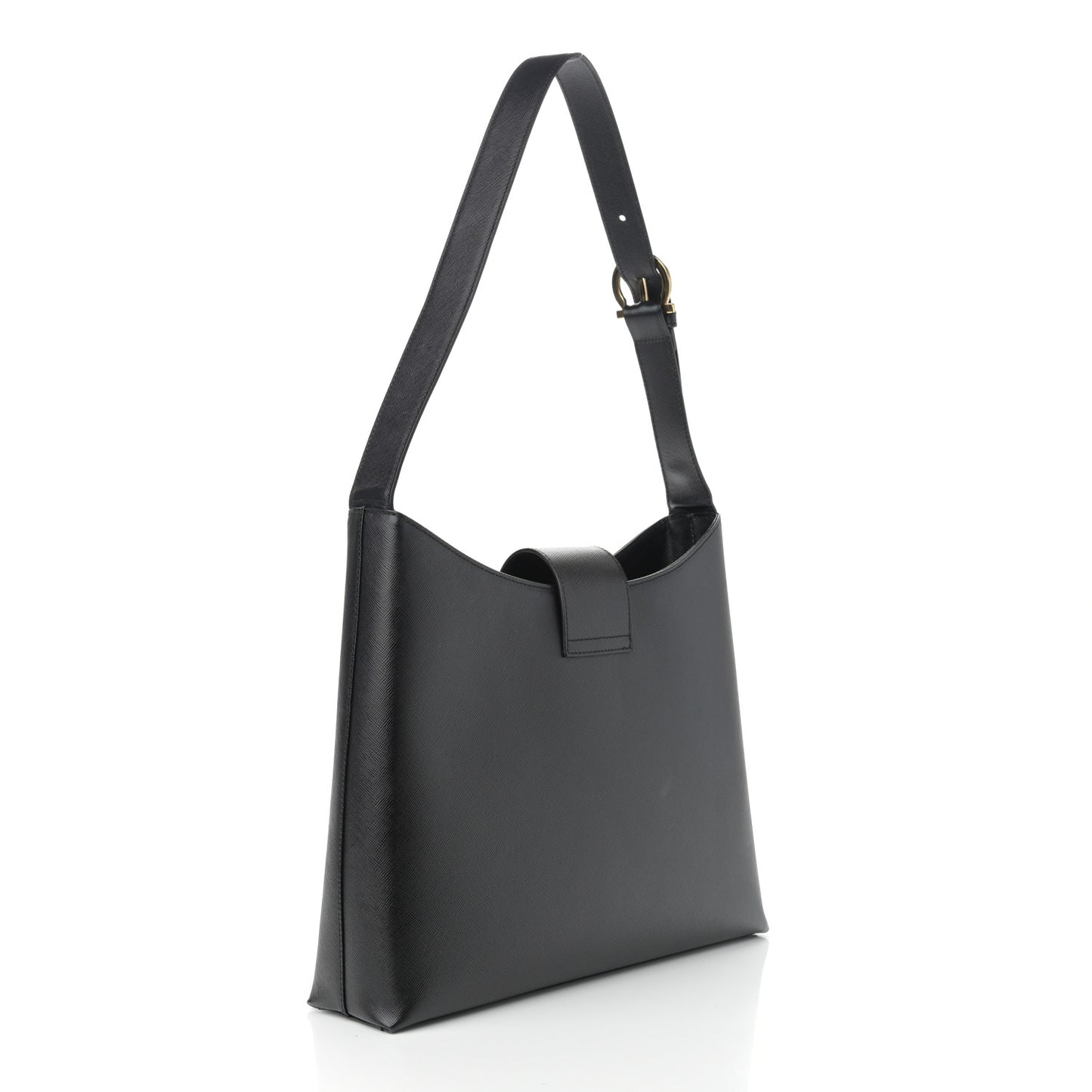 Hammered Calfskin Gancini Hobo Black