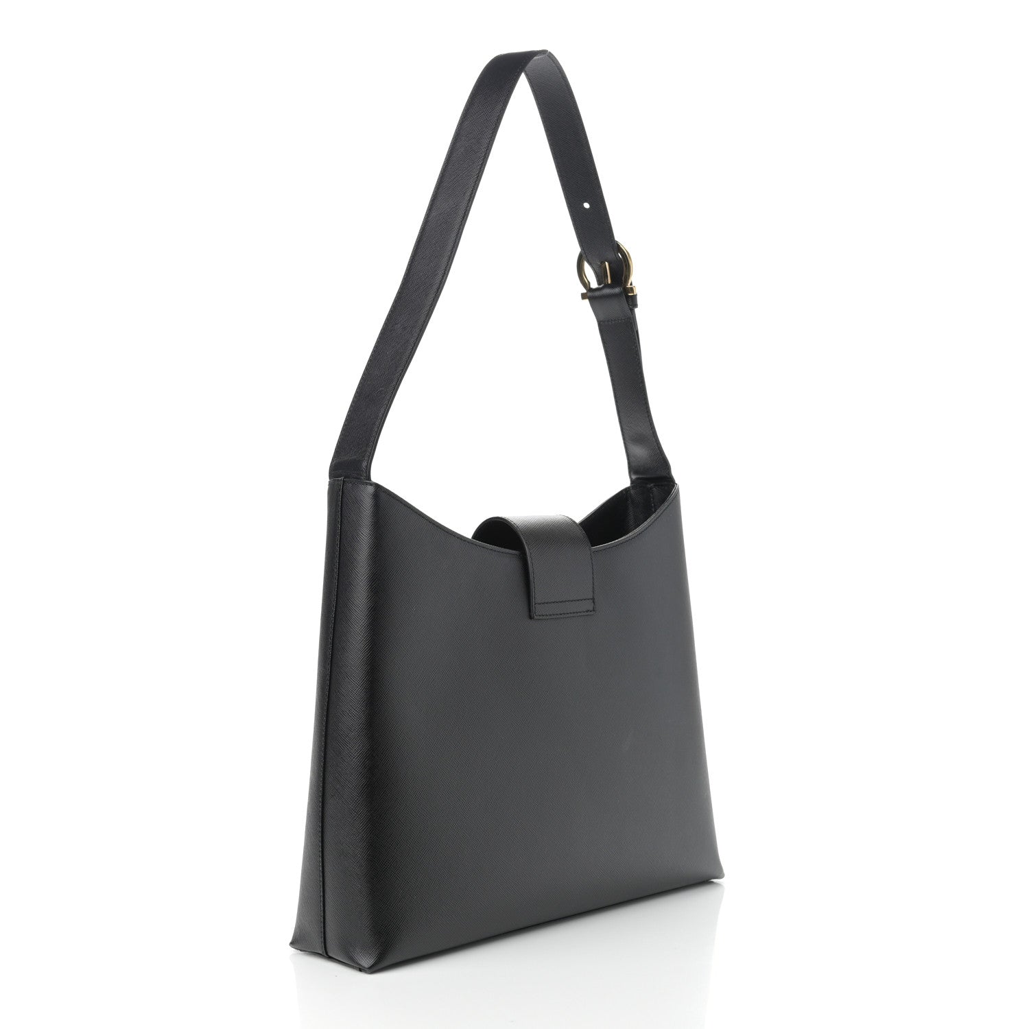 Salvatore Ferragamo Hammered Calfskin Gancini Hobo Black 3 of 9