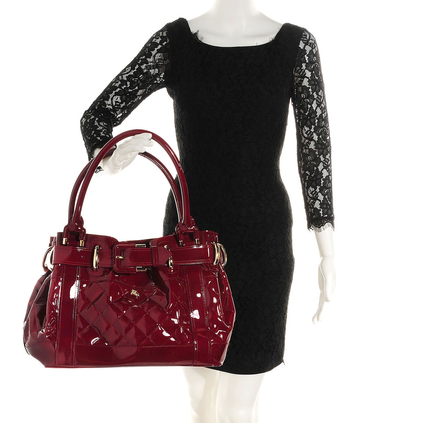 Patent Quilted Beaton Red