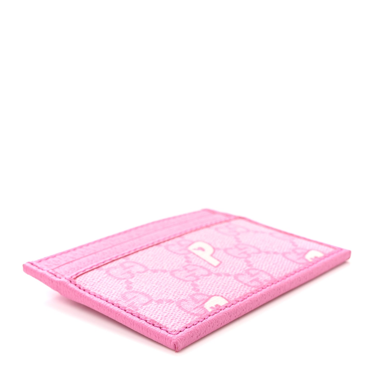 X PALACE GG Supreme Monogram Palace Textured Dollar Calfskin Card Holder Pink Pale Rose Palace