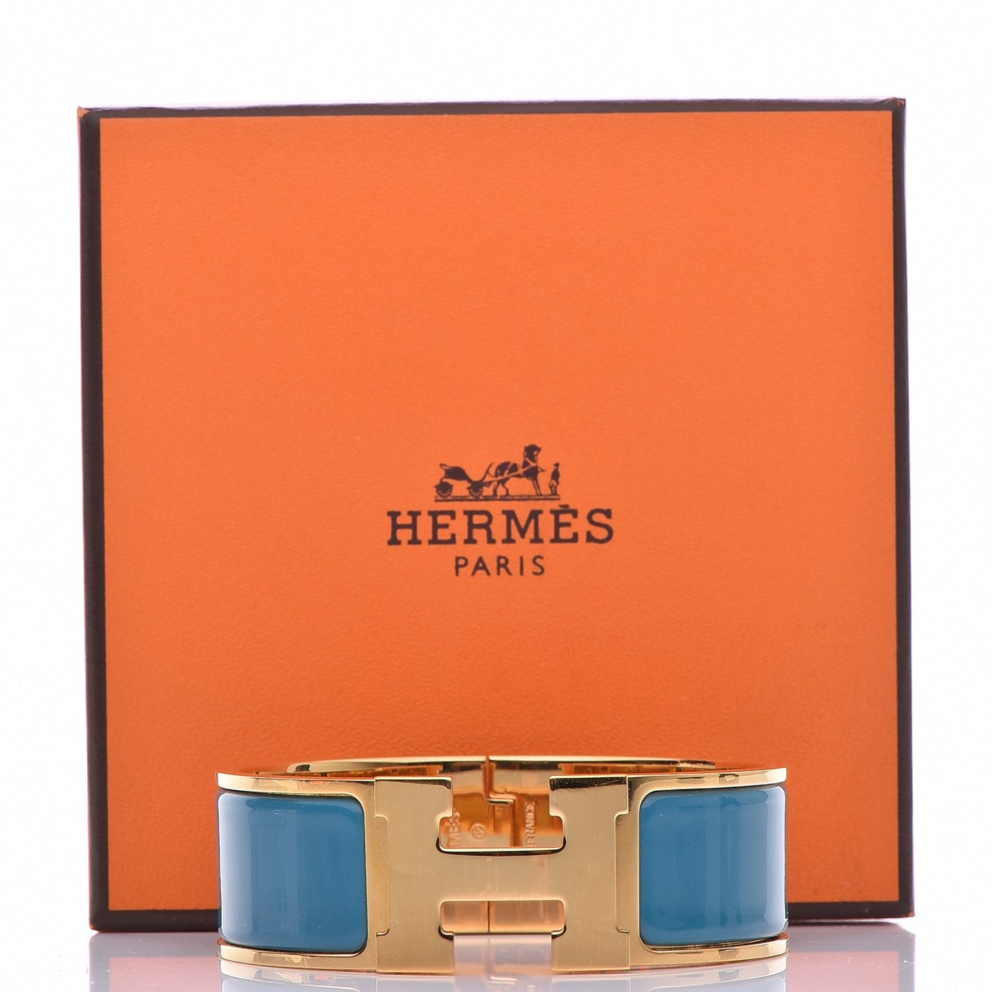 Enamel Wide Clic Clac H Bracelet PM Bleu Indien