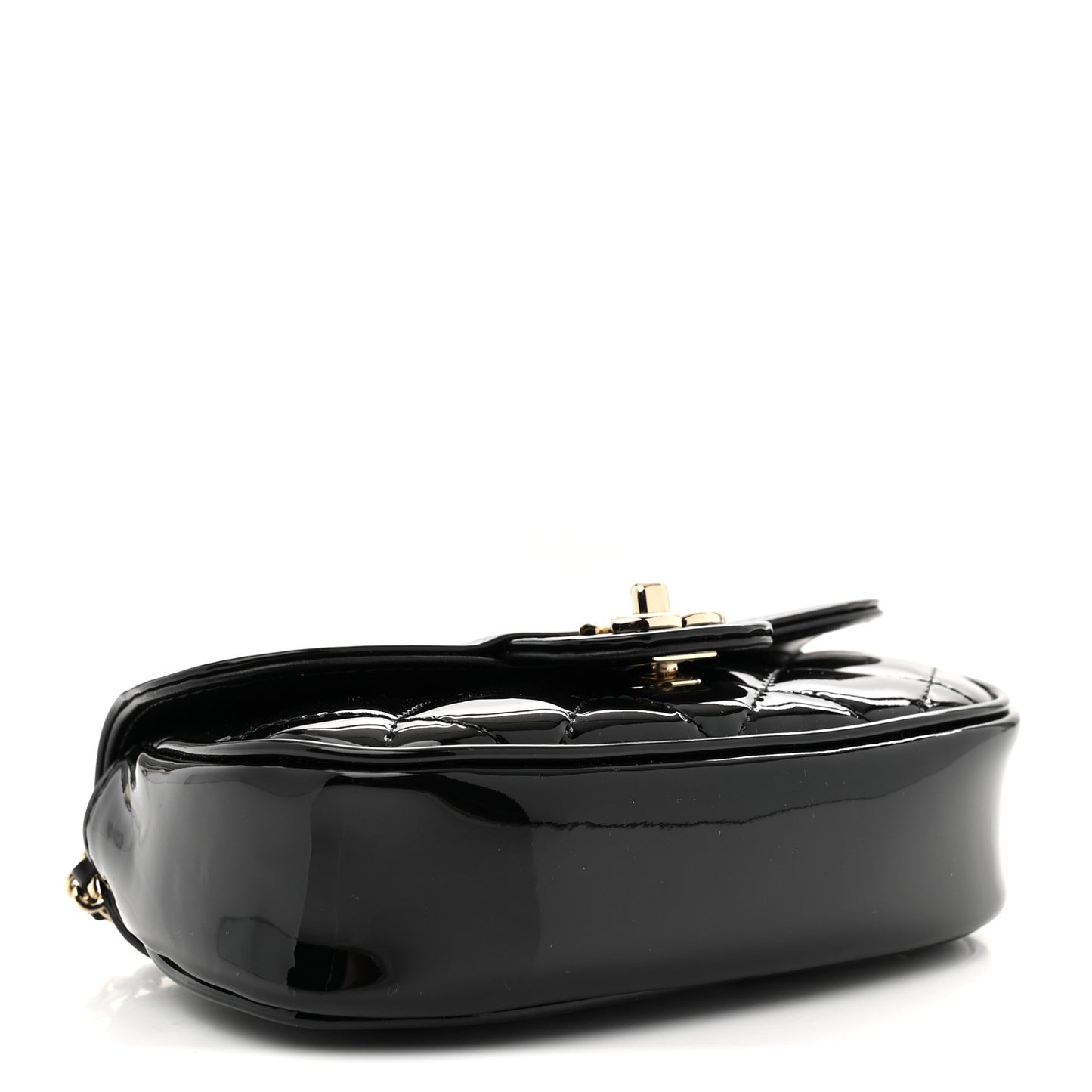 Patent Calfskin Quilted Mini Clutch Black