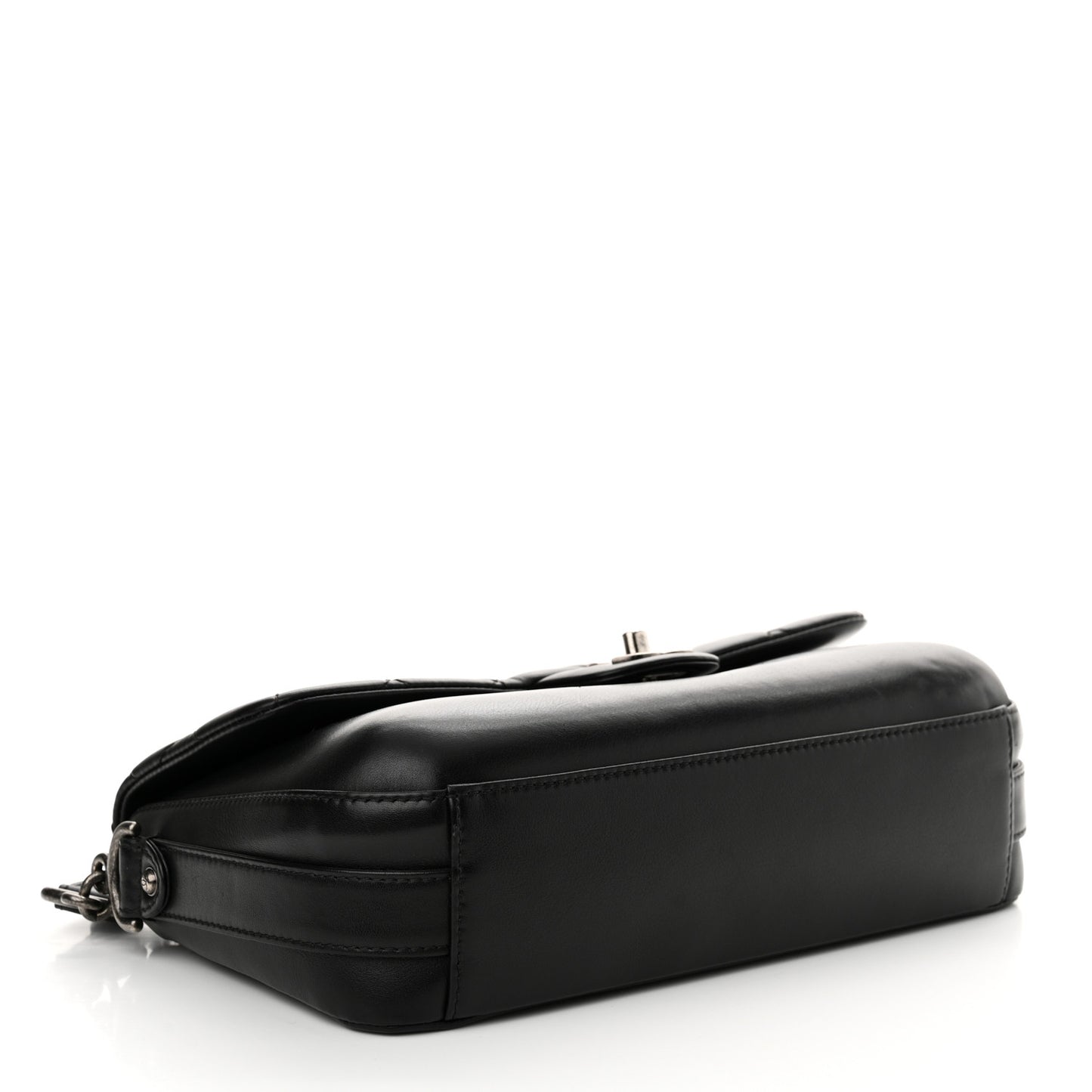 Calfskin Quilted Large Rock My Shoulder Flap Black