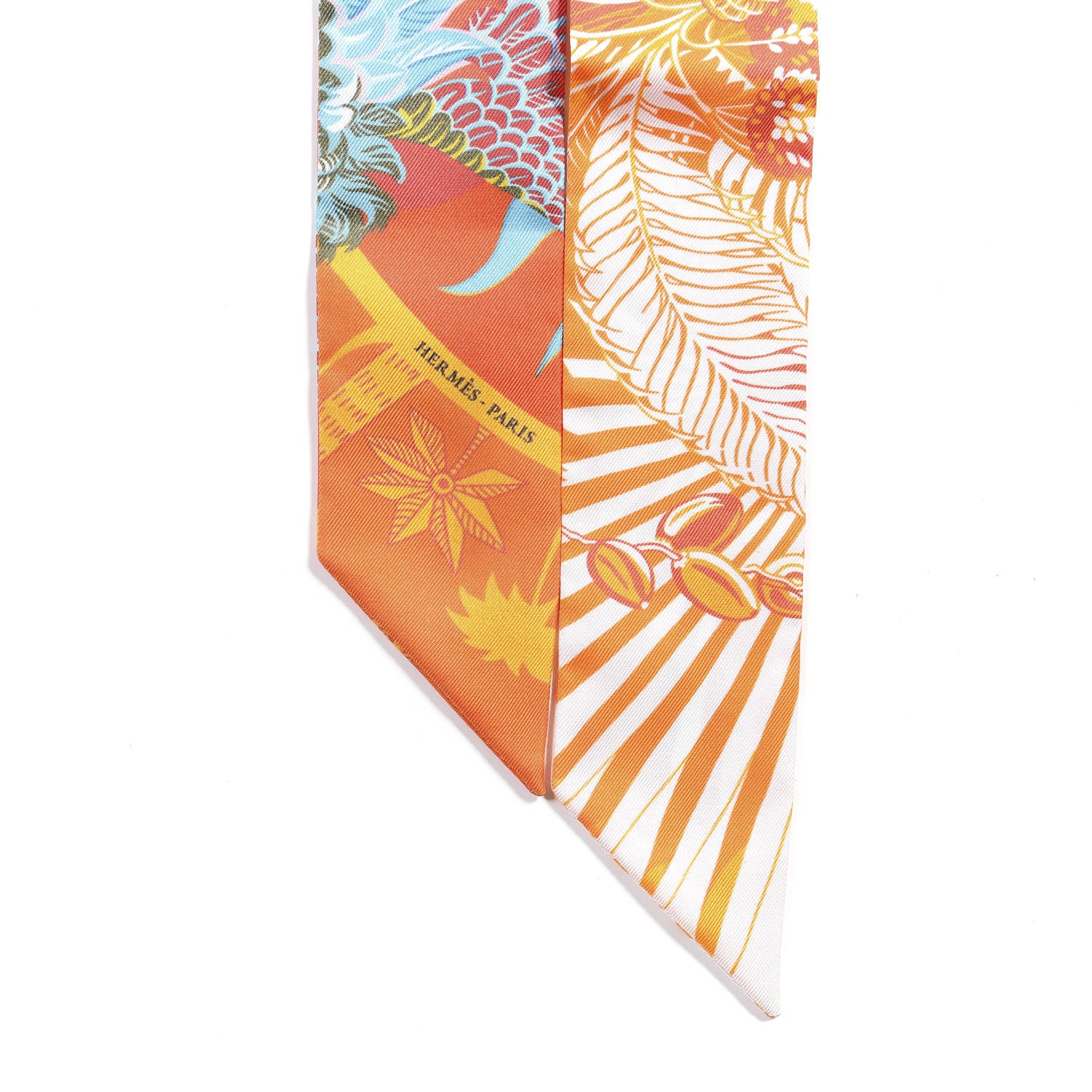 Hermes Silk Mythiques Phoenix Coloriages Twilly Blanc Orange Bleu 4 of 5