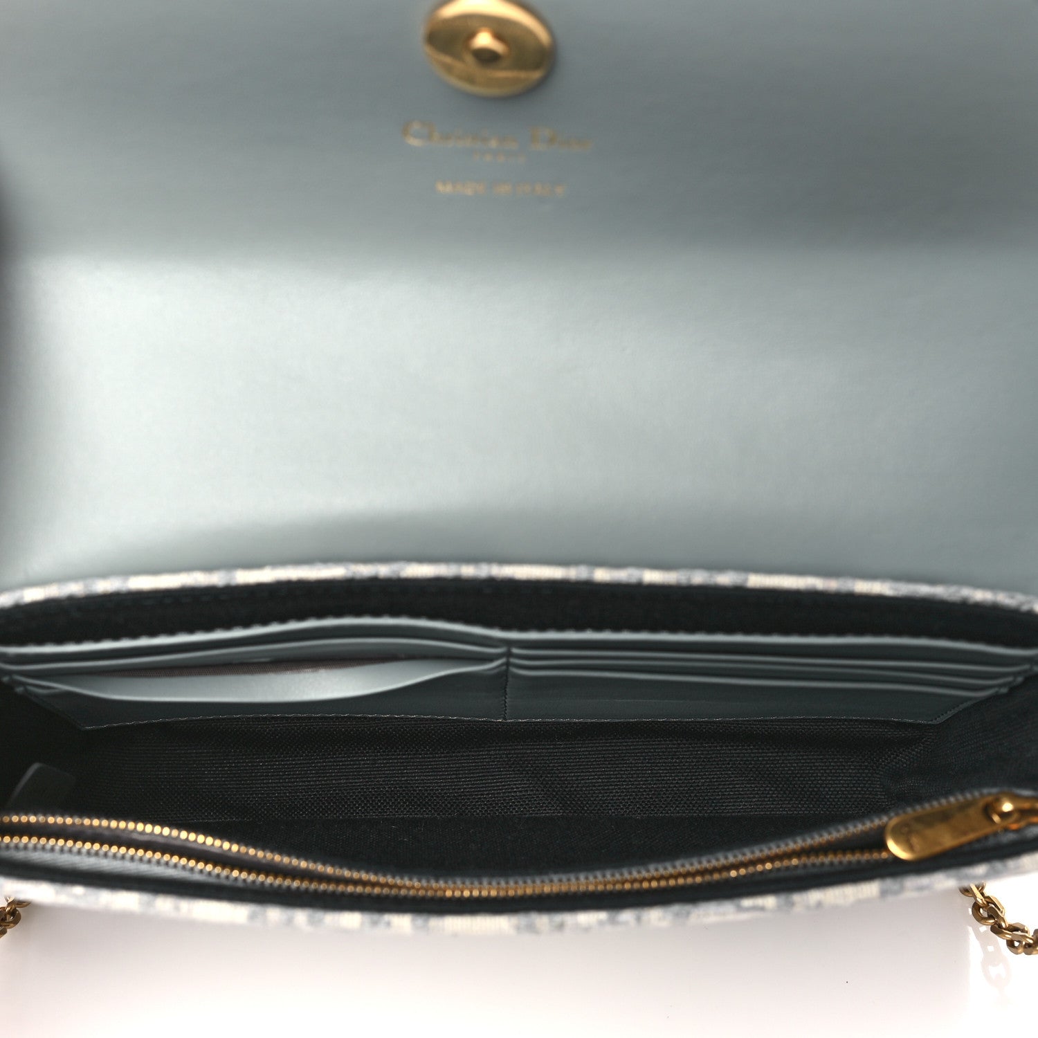 Christian Dior Oblique Medium Saddle Pouch With Chain Blue 5 of 10
