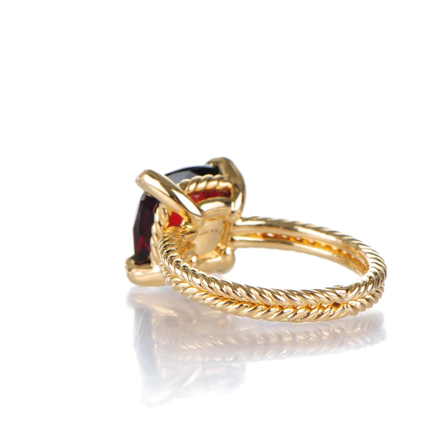 David Yurman 18K Yellow Gold Diamond Garnet 11mm Chatelaine Ring 54 7 3 of 4