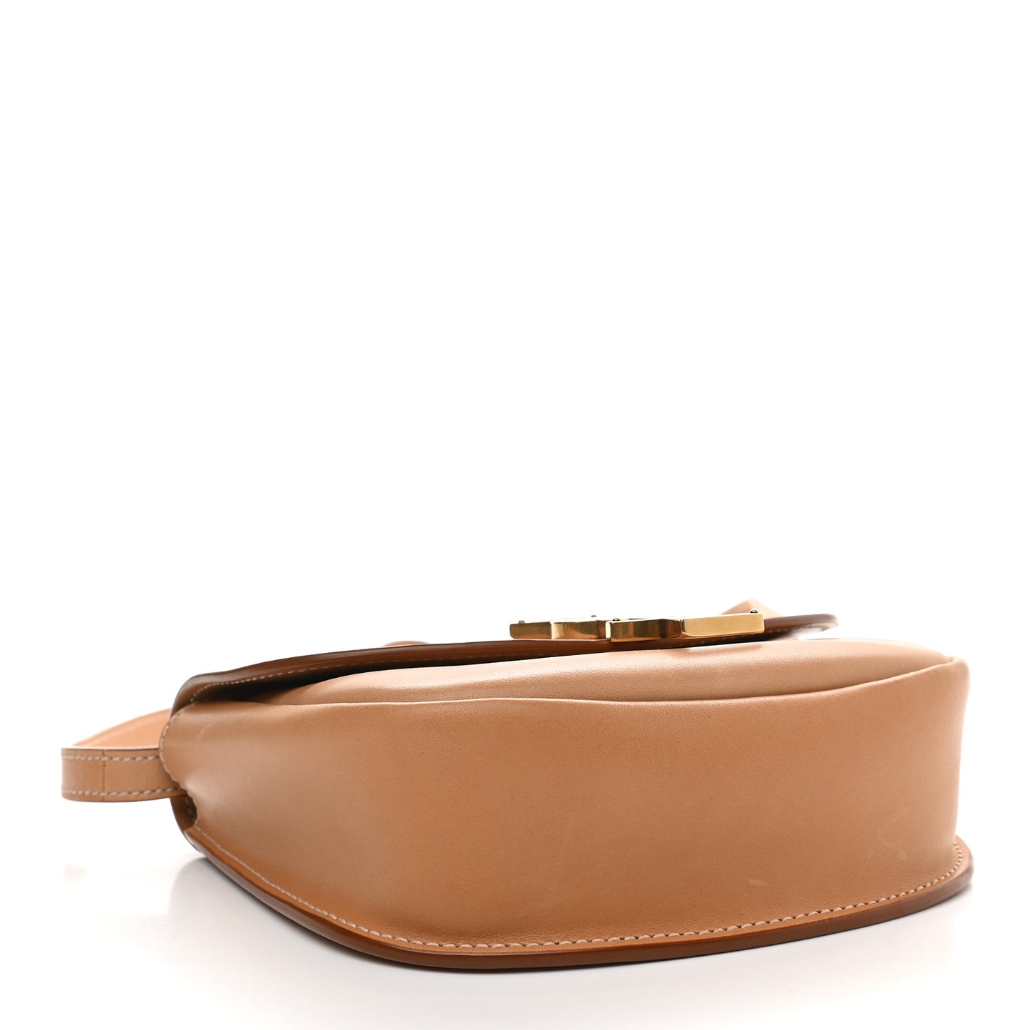 Smooth Vintage Calfskin Small Kaia Satchel Brown Gold