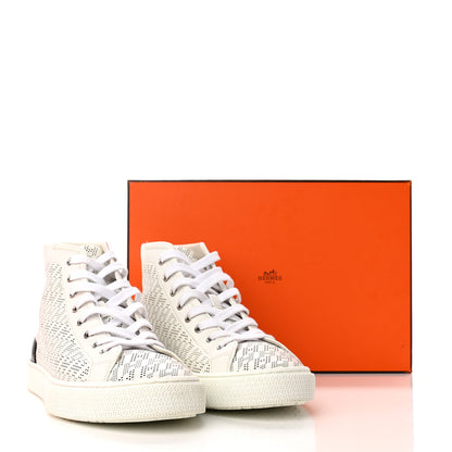 Hermes Perforated Calfskin Mens Clap High Top Sneakers 40 White 16 of 16