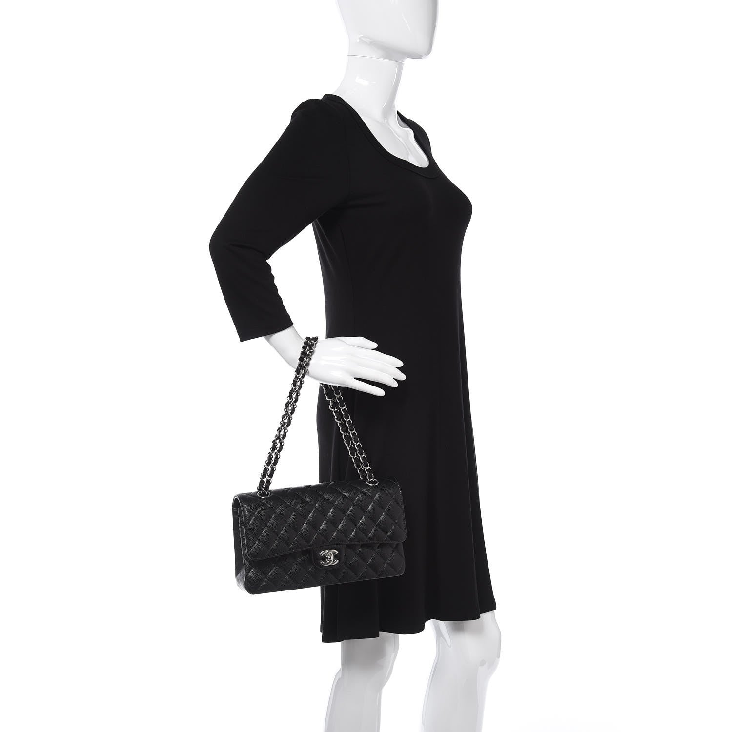 Chanel Caviar Quilted Medium Double Flap Black 2 of 8