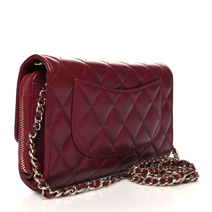 Chanel Lambskin Quilted Phone Holder Wallet on Removable Chain Burgundy 4 of 18