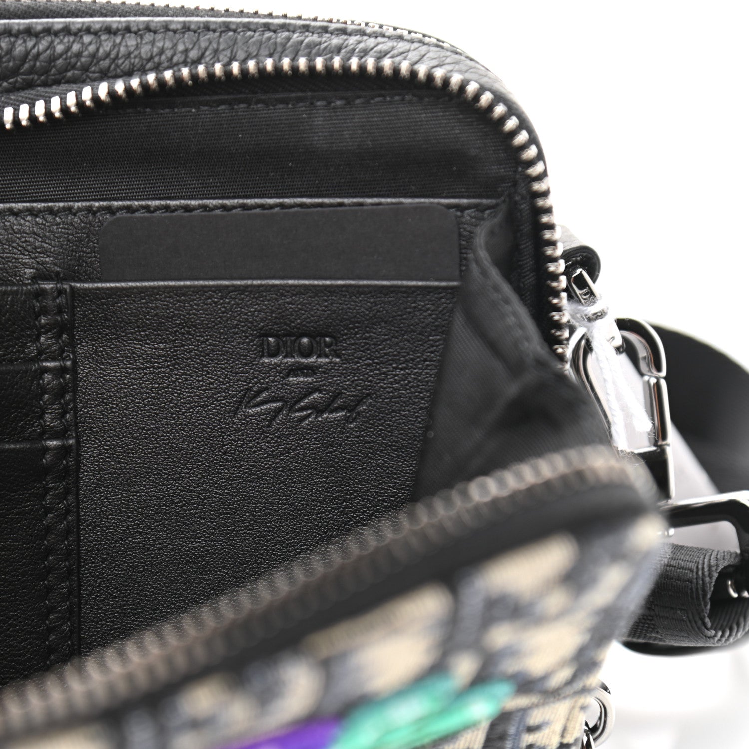 Christian Dior X KENNY SCHARF Oblique Canvas Embroidered Patches Crossbody Charcoal 7 of 10