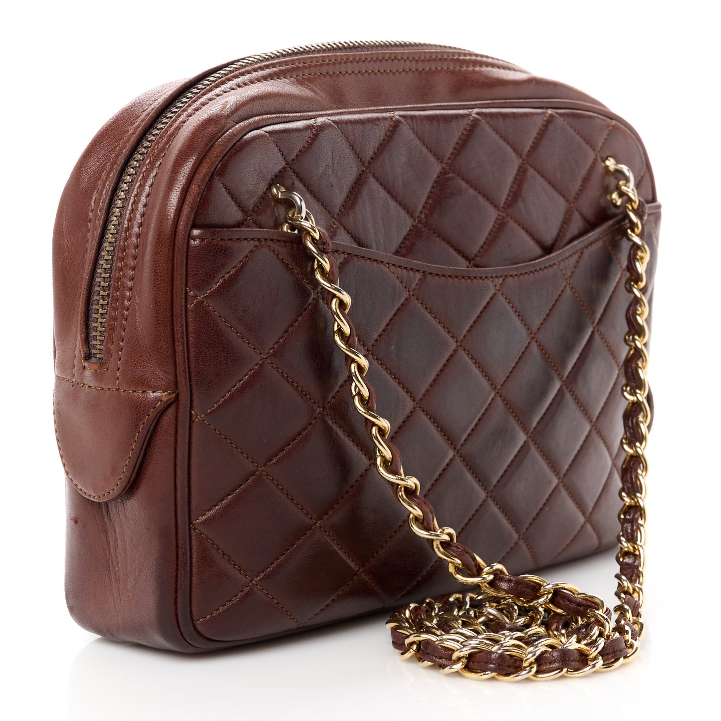 Lambskin Quilted Camera Case Burgundy