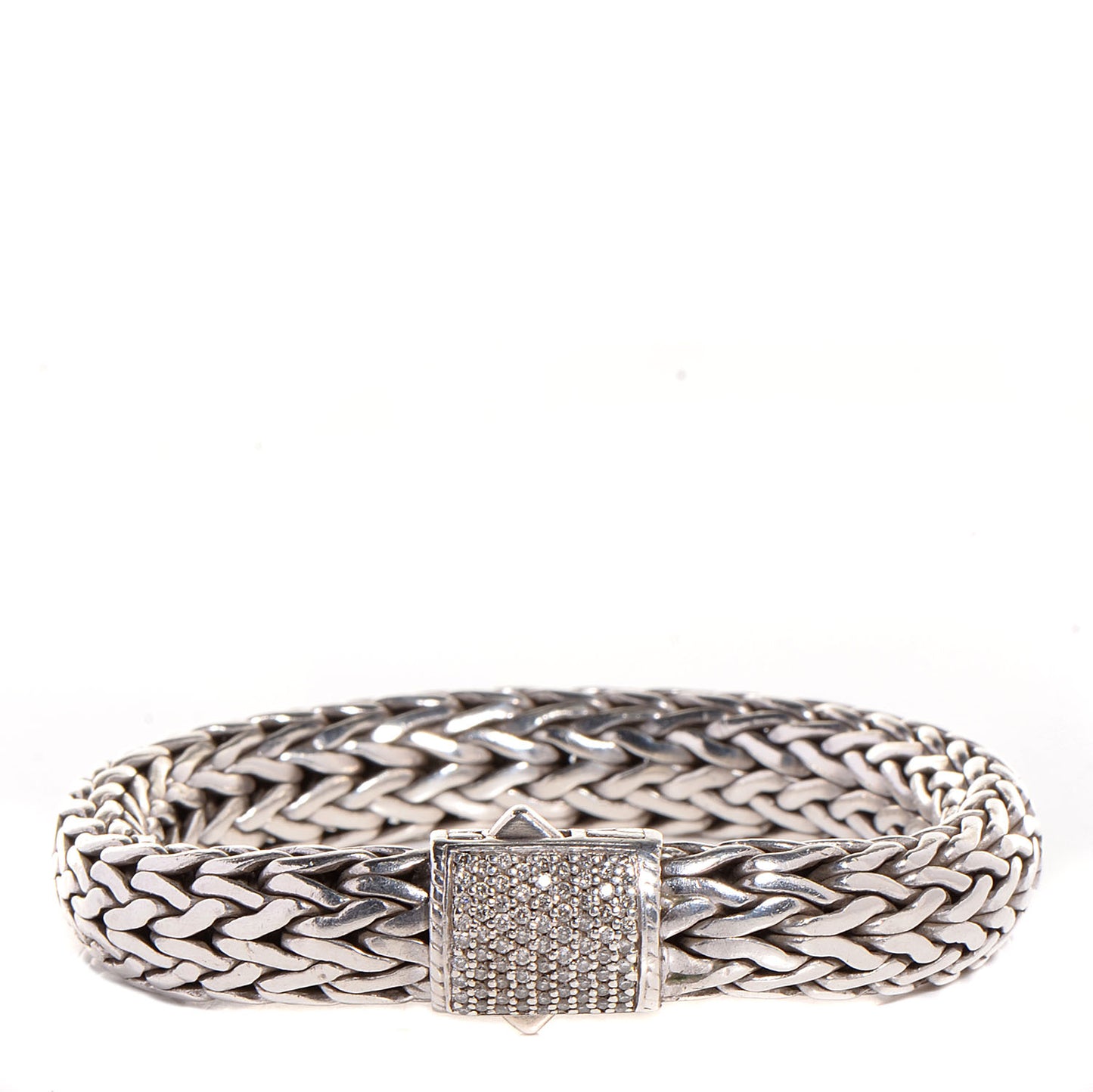 Sterling Silver Diamond 11mm Classic Chain Bracelet