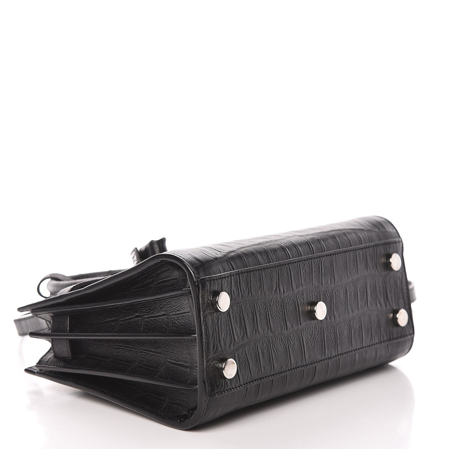 Calfskin Crocodile Embossed Nano Sac De Jour Black