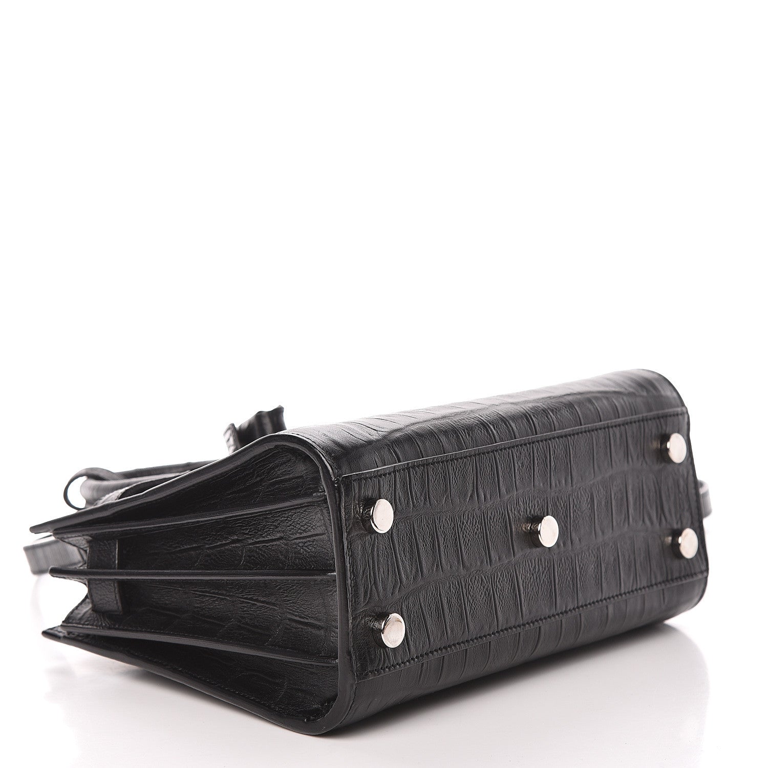 Saint Laurent Calfskin Crocodile Embossed Nano Sac De Jour Black 4 of 11