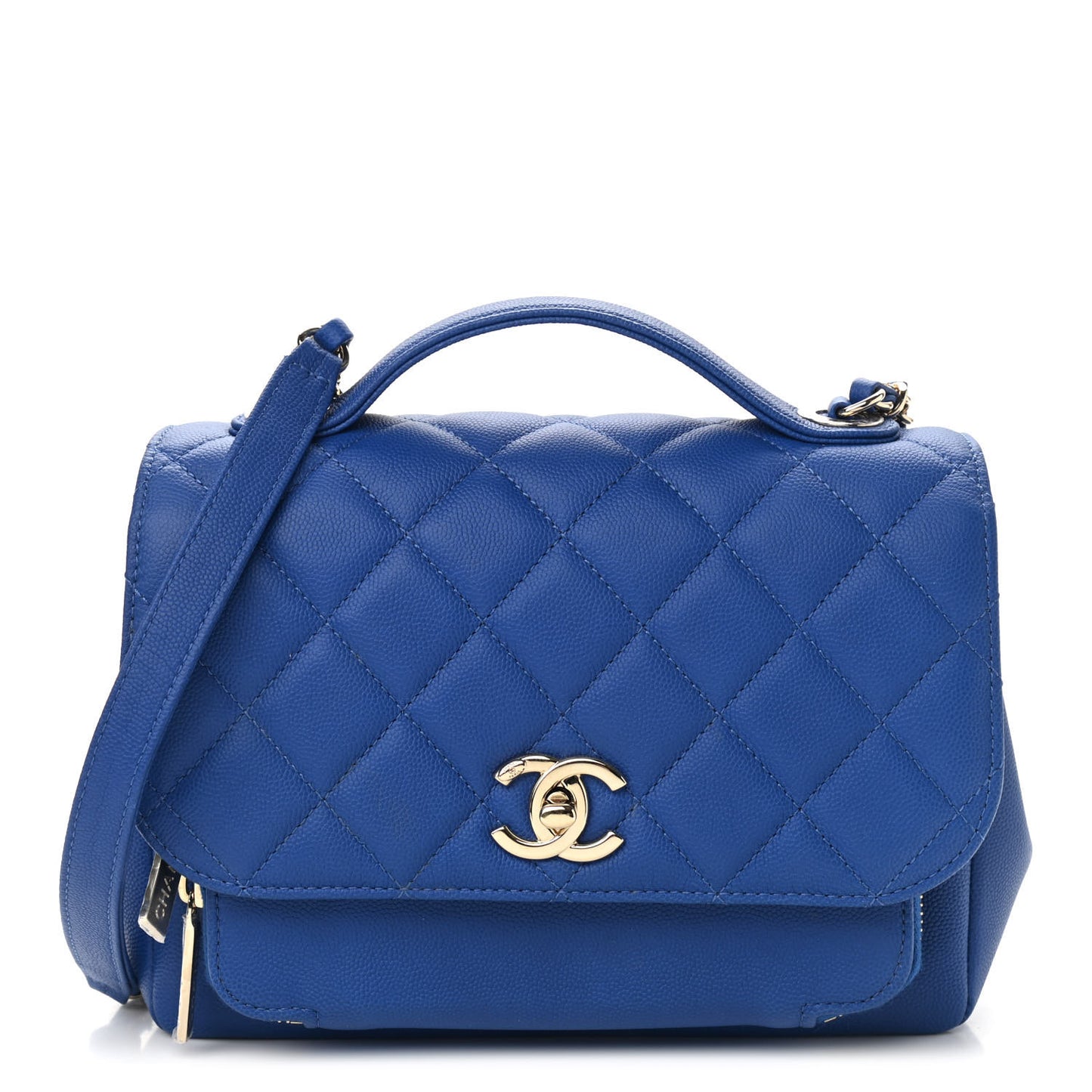 Caviar Quilted Medium Business Affinity Flap Dark Blue