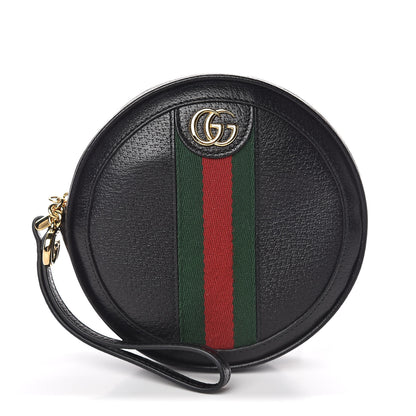 Gucci Textured Calfskin Web Ophidia Round Wrist Wallet Black 1 of 7