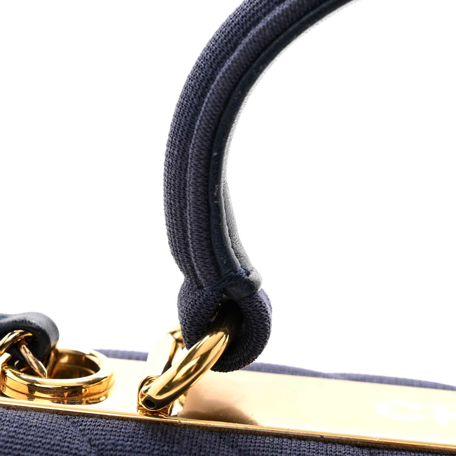 Chanel Jersey Chevron Quilted Small Trendy CC Dual Handle Flap Bag Navy Blue 16 of 16