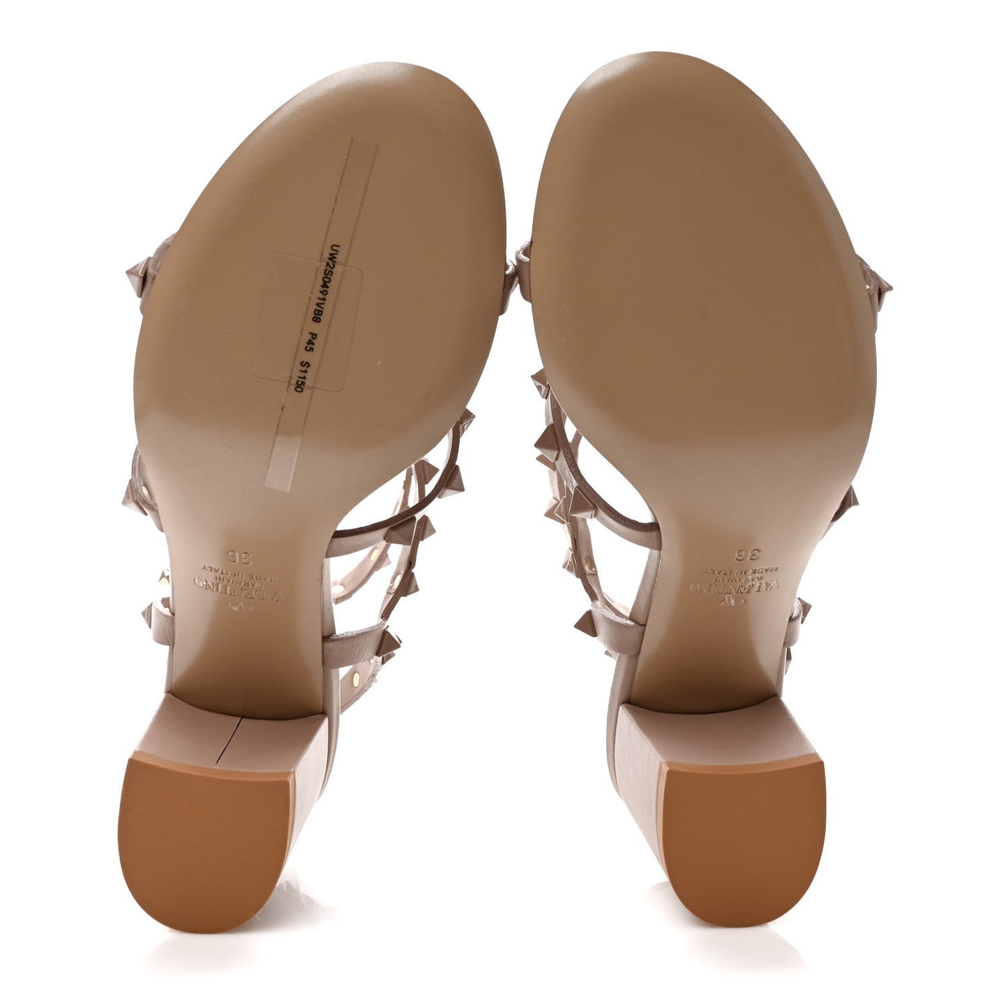 Calfskin Lacquered Monochrome Rockstud 60mm City Sandals 36 Poudre